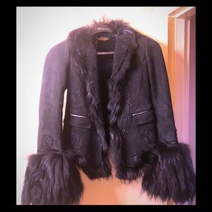 Roberto Cavalli real leather fur coat jacket